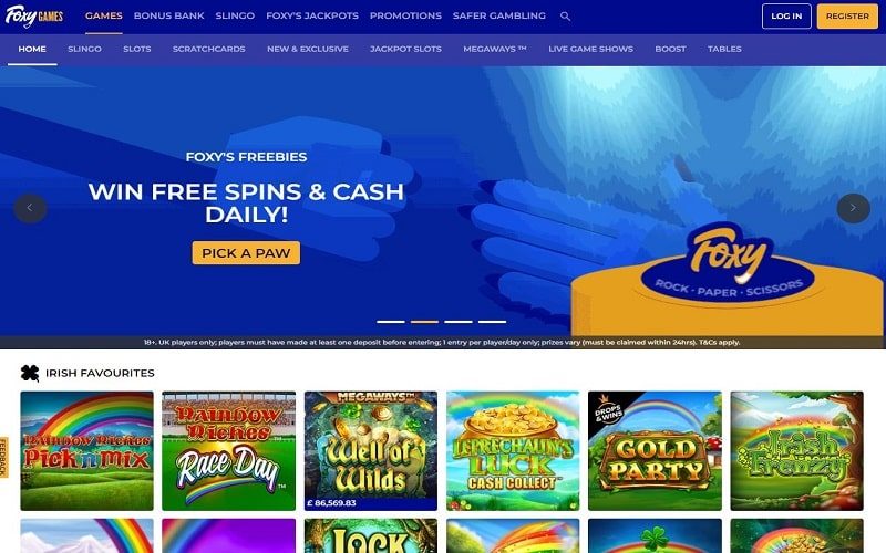 Foxy Games casino homepage artwork