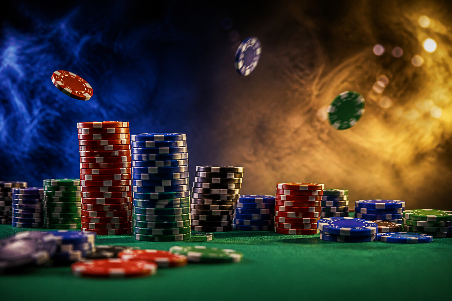 Casino chips on a gaming table
